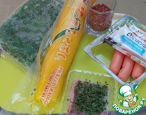 Салат "Светофор" с жареными сосисками