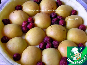 Пирог с абрикосами и малиной