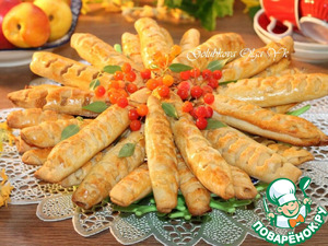 Булочки-трубочки с творогом и повидлом